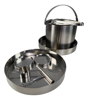 Danish Cylinda-Line Bar Set in Stainless Steel by Arne Jacobsen for Stelton, 1970s, Set of 12