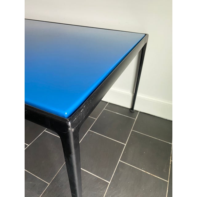 Black Vintage Modern Black and Blue Metal Outdoor Dining Table by Richard Schultz for Knoll For Sale - Image 8 of 10