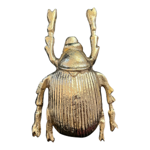 Large Goldtone Metal Beetle Paperweight
