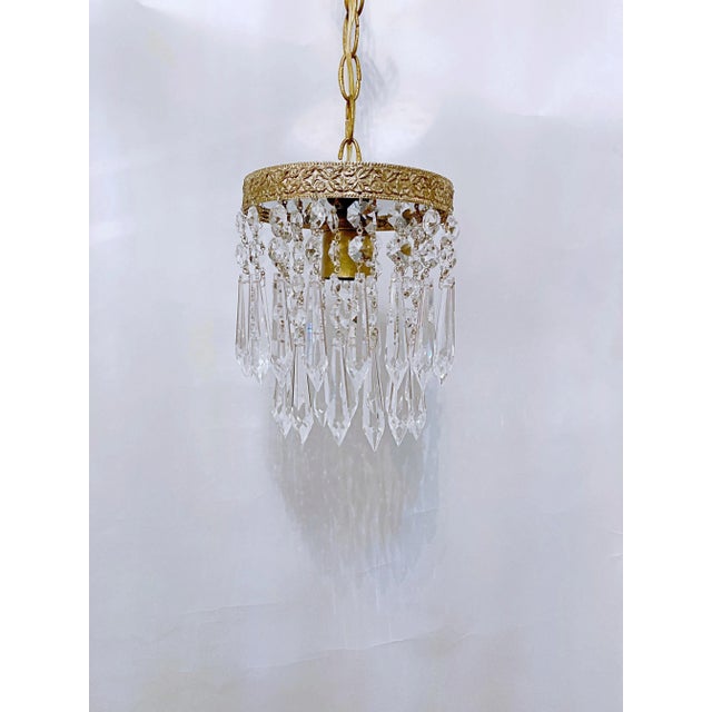 1950s Italian Brass Upside Down Layered Cake Chandelier For Sale - Image 4 of 10