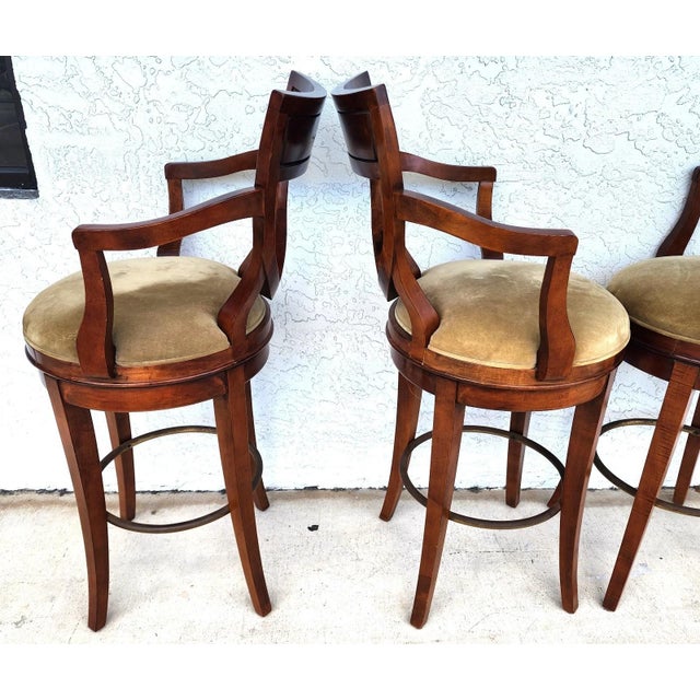 Century Furniture Swivel Bar Stools Set of 4 For Sale - Image 9 of 18