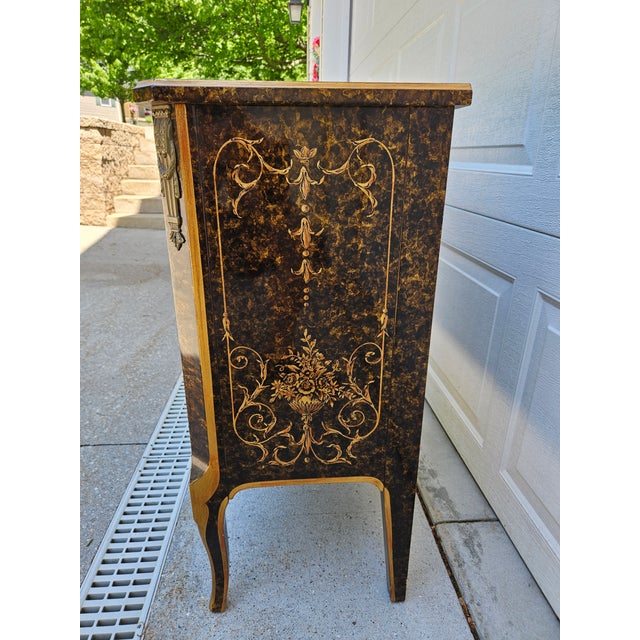 Widdicomb Black Lacquered and Gilt Venetian Chest Commode For Sale - Image 9 of 18
