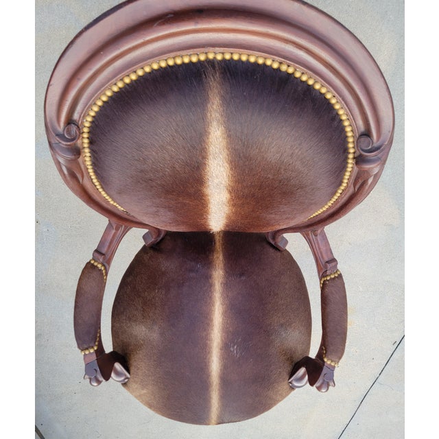 Early 20th Century Louis XVI Oval Back Chair With New Cowhide Upholstery For Sale - Image 4 of 18