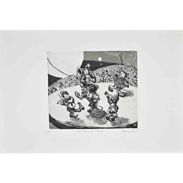Etching on paper. Hand signed, titled (original title: una luna per bimbi), and numbered in pencil. Edition of 90....