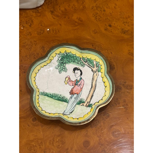 Early 20th Century Early 20th Century Chinese Canton Enamel Figural Dish, Petite in Scale For Sale - Image 5 of 7