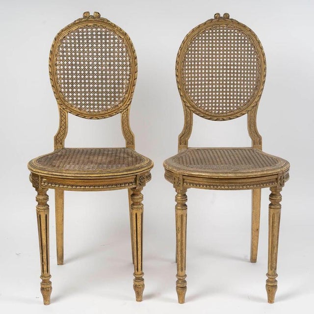 Napoleon III Carved Wooden Chairs with Cane Seats, 19th Century, Set of 2 For Sale - Image 3 of 10