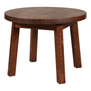 Mid-Century Danish Brutalist Round Coffee Table in Oak, 1950 For Sale