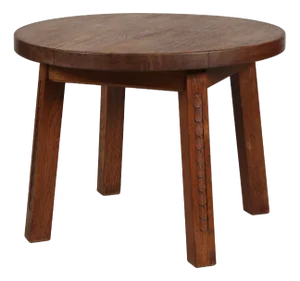 Mid-Century Danish Brutalist Round Coffee Table in Oak, 1950
