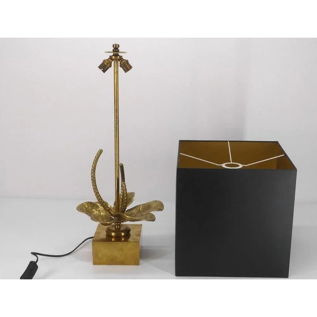 Gilt Brass Flower Lamp For Sale - Image 3 of 7