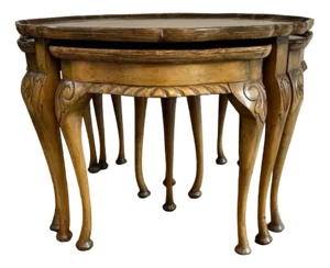 Burr Walnut Nesting Tables, 1920s, Set of 5
