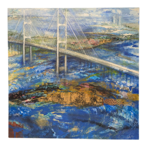 Dames Point Bridge, Abstract Expressionist, Mixed Media on Canvas, Marsha Glazière