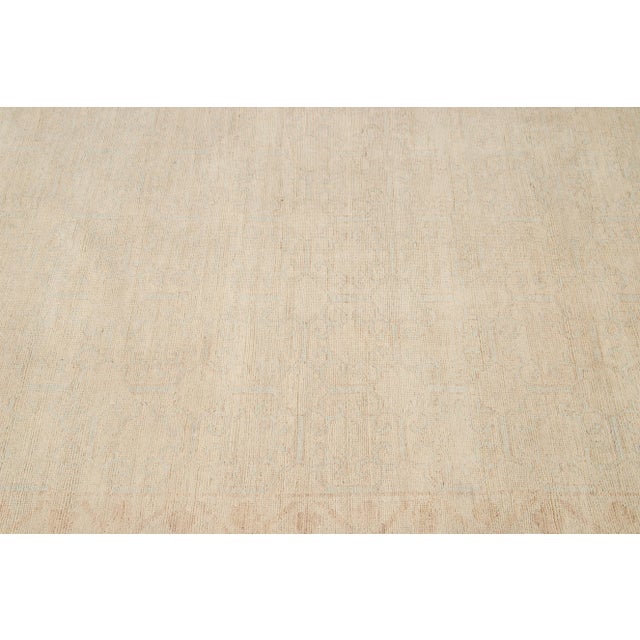 Textile Modern Peshawar Pakistani Handmade Floral Beige Wool Rug For Sale - Image 7 of 9