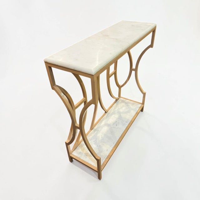Iron Marble Top Console Table For Sale - Image 4 of 5