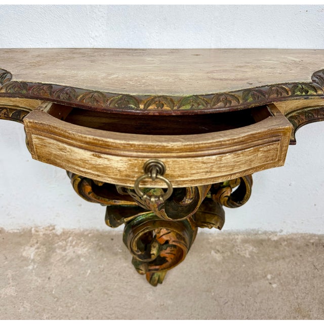Pair of Italian Polychromed Wall Pedestals With Marble Tops, Mid-20th Century For Sale - Image 6 of 14