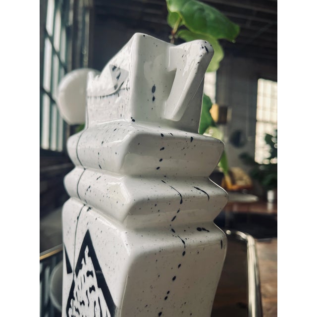 Ceramic 1980s Memphis Black and White Pottery Vase by Rosalyn Tyge For Sale - Image 7 of 10