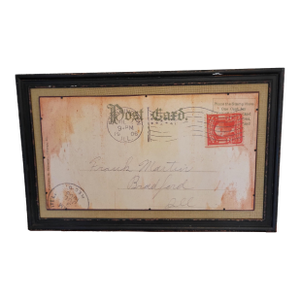 Mid 20th Century Post Card Poster on Wood