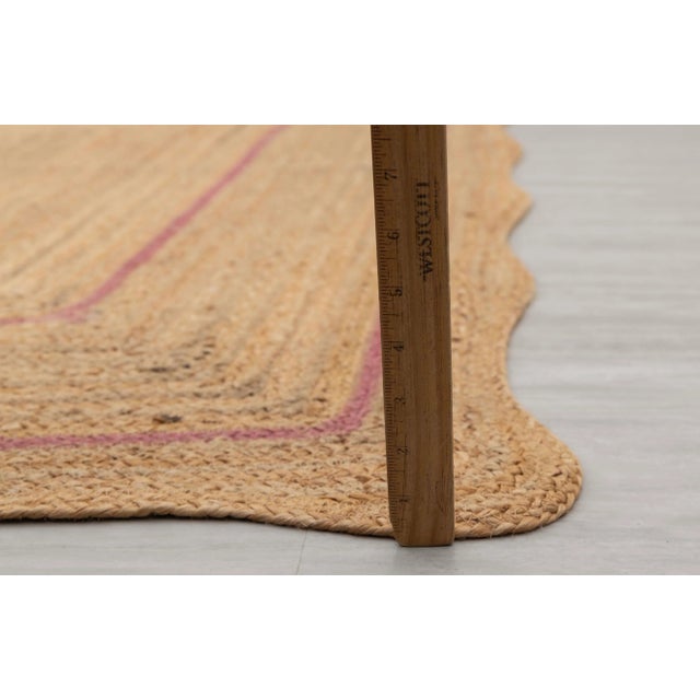 Pink Natural Jute Wave Scallop Rug 5x7 Ft. For Sale - Image 10 of 12
