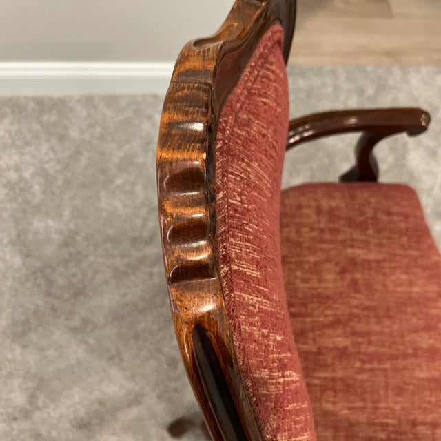 1990s Set of 2 Century Furniture French Provincial Mahogany Captains Chairs For Sale - Image 11 of 13