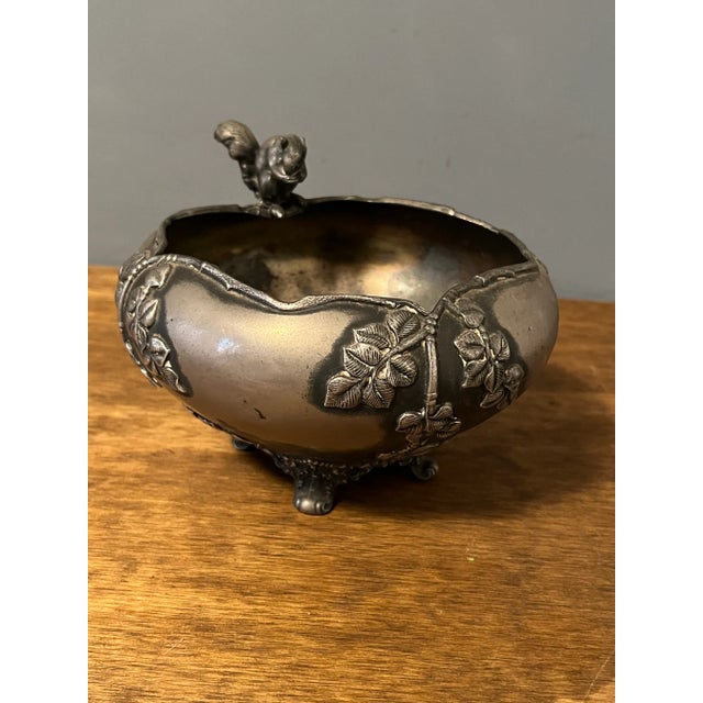 Silver Antique Ornate Quadruple Plate Footed Bowl For Sale - Image 8 of 12