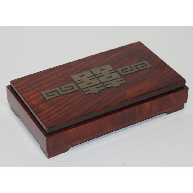 Brown Mid-Century Modern Asian Style Wood Box For Sale - Image 8 of 8