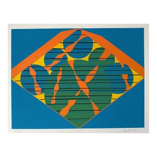 1980s Lee Kanders Abstract Orange and Blue Serigraph For Sale