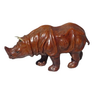 Vintage Leather Rhinoceros, India, 1950s For Sale