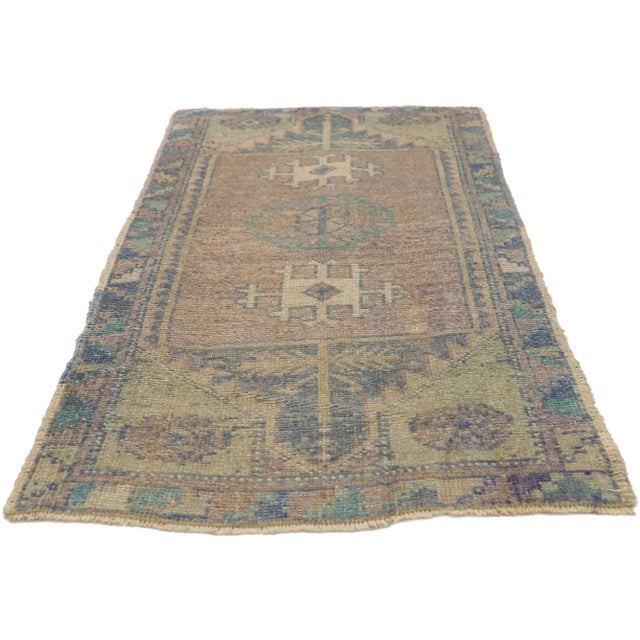Traditional Vintage Turkish Oushak Accent Rug - 01'08 X 03'00 For Sale - Image 3 of 7