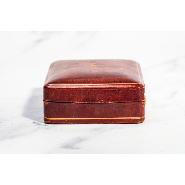 Neat Trio Collection of Mid Century Vintage Italian Leather Boxes Italy Home Decor For Sale - Image 9 of 13