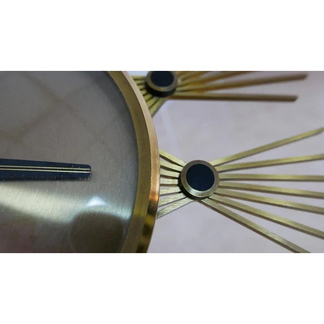 Gold Brass Sunburst Wall Clock from Atlanta Electric, Germany, 1960s For Sale - Image 8 of 12