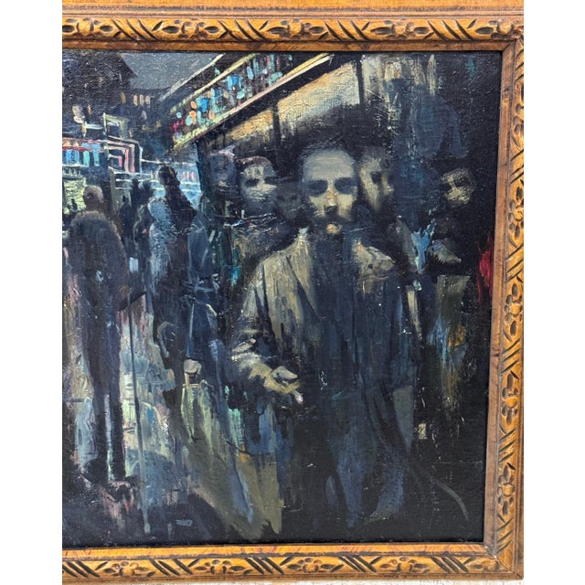 Navy Blue Soviet Leningrad Street Scene by Shalaev, Dated 1989 For Sale - Image 8 of 18