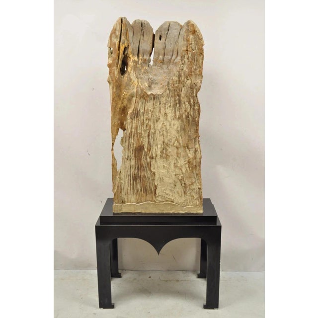 Brown Vintage Burmese Carved Wood Oriental Large Figural Statue Sculpture on Base For Sale - Image 8 of 12