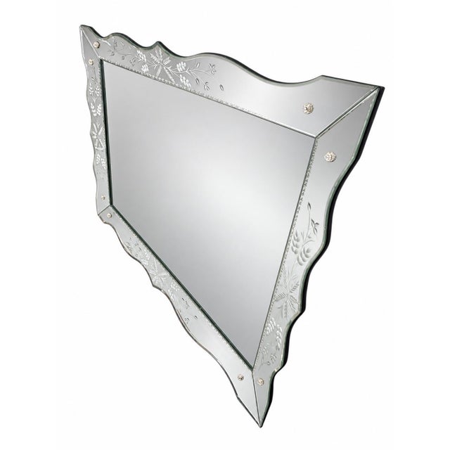 Hollywood Regency Large Vintage Venetian Style Etched Glass Wall Mirror For Sale - Image 3 of 5