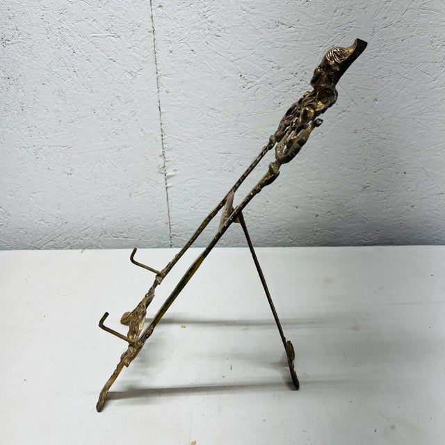1980s Large Brass Figural Tabletop Art Easel For Sale - Image 5 of 9