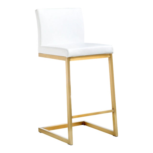 Furnish your kitchen or bar area in contemporary style with the Parma counter stool. The gold solid stainless steel frame...