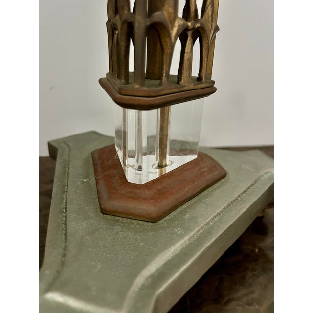 Large Antique Bronze Brass Church Altar Candleholder For Sale - Image 10 of 12