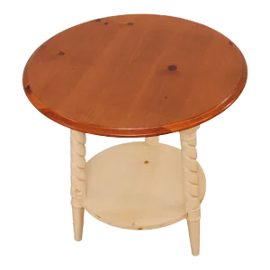 1990s Rustic Pine Round Side Table