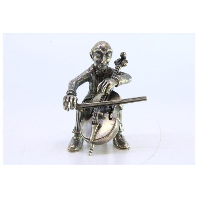 Silver Figure of Musician Playing the Cello For Sale - Image 6 of 7