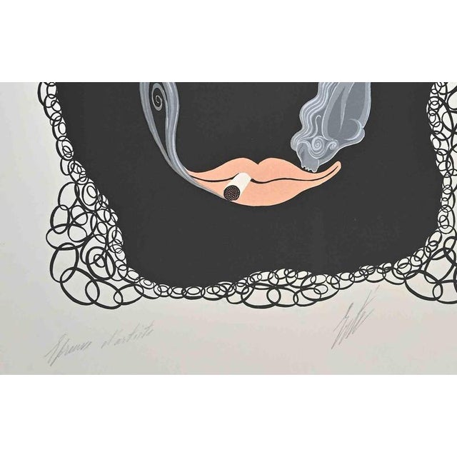 Le 0 is a contemporary artwork realized in 1968 by erté (romain de tirtoff). Mixed colored lithograph on paper. The...