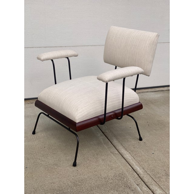 1950s Rare Vintage 1950's Iron Upholstered Lounge Chair For Sale - Image 5 of 12