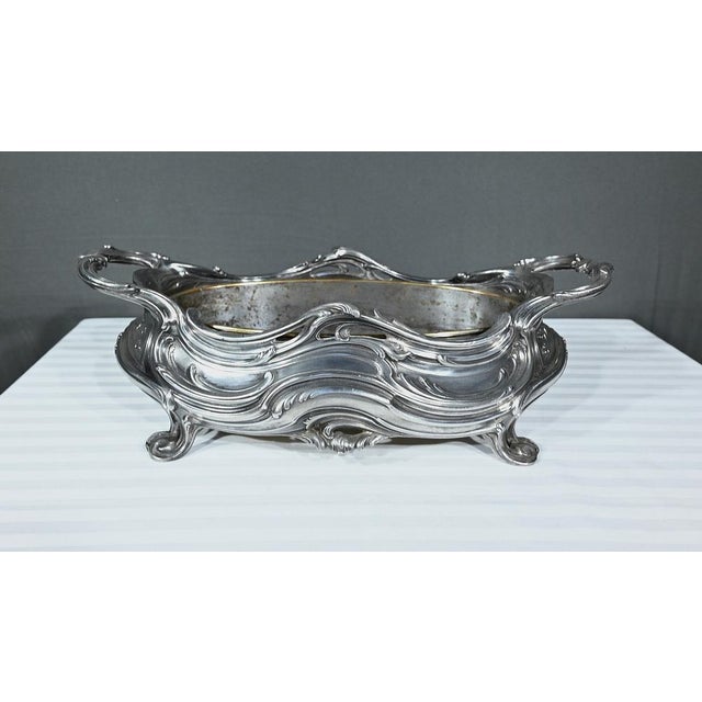 Silvered Bronze Planter by Victor Saglier, in Good conditions. Designed 1890 to 1919 This piece has an attribution mark, I...