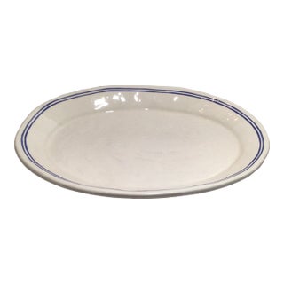 Large Platter Agneta Livijn White With Double Blue Lines Around Rim For Sale