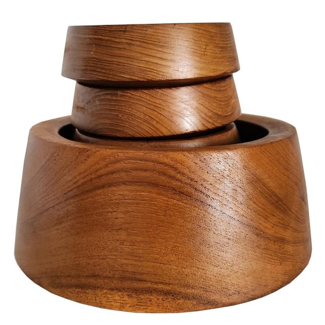 1970s Teak Wood Salad Bowl Set by Himark, 5 Pieces For Sale In Miami - Image 6 of 11