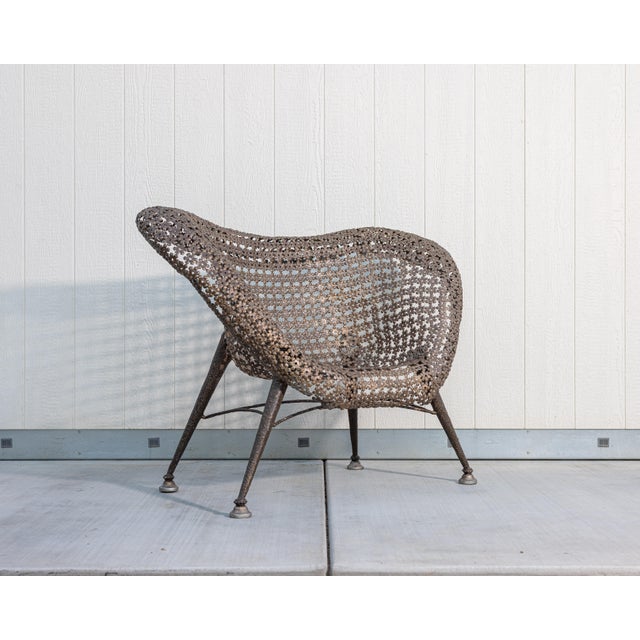 Raymond Moralès Attributed Fauteuil À Corbeille Sculptural Bronzed Steel Lounge Chair, 1990s For Sale - Image 4 of 16