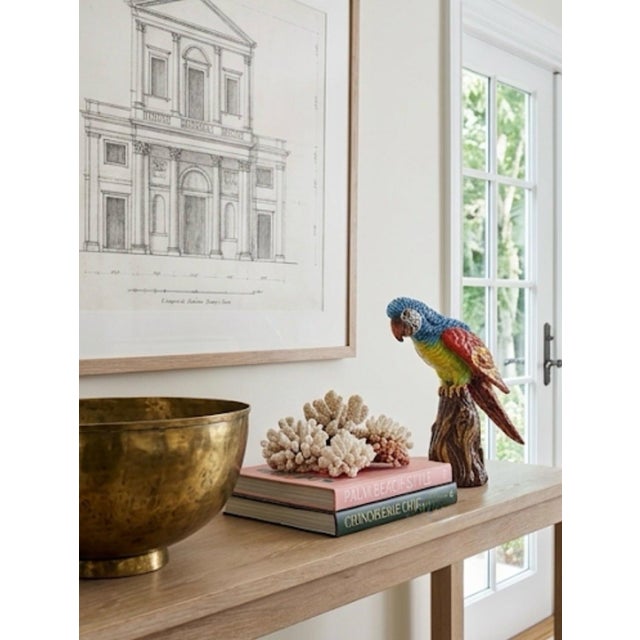 Ceramic Vintage Italian Majolica Glazed Ceramic Parrot / Macaw Figurine on Tree Stump Base For Sale - Image 7 of 12
