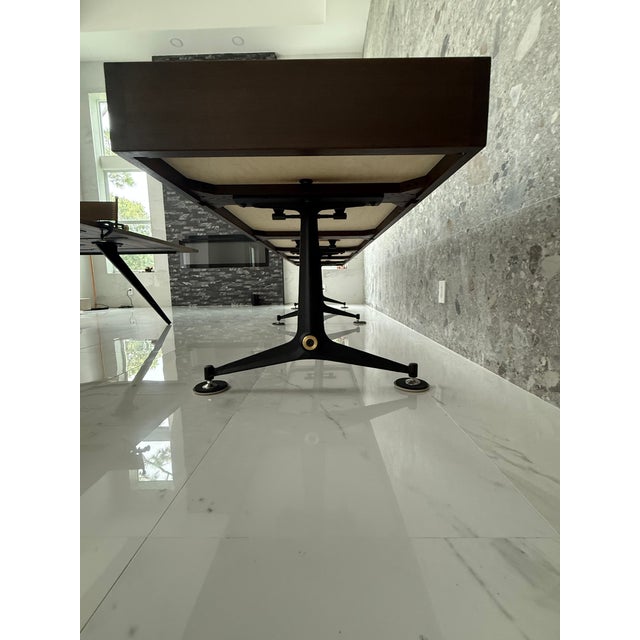 Industrial District Eight Artisanal 13’ Shuffleboard Table, Smoked Oak Frame & Cast Iron Base For Sale - Image 3 of 13