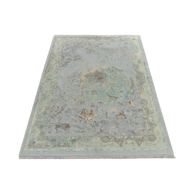 Modern Rug & Kilim’s Classic Style Contemporary Rug in Blue-Grey Pictorials For Sale - Image 3 of 7