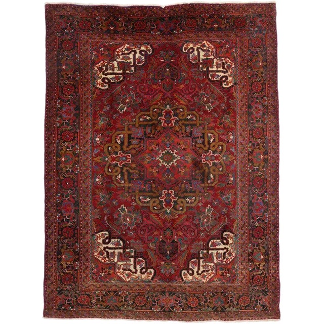 Vintage Persian Heriz Traditional Style Rug - 8′2″ × 11′ For Sale