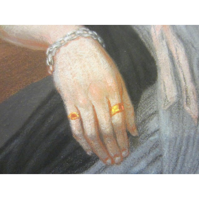 G L Lewin Pastel Gouache Portrait Signed Circa 1848 Rococo Gilt Frame For Sale - Image 11 of 14