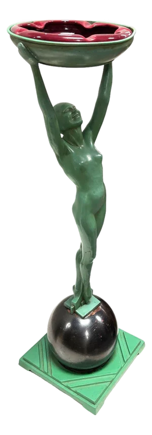1920s Frankart Standing Nude on Ball Art Deco Sculptural Smoke Stand Model T330