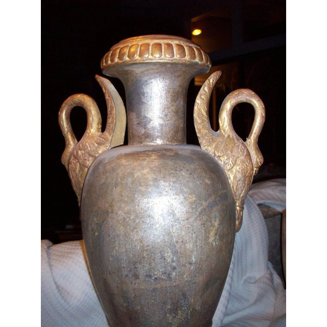 Modern Swan Silver Leaf Table Lamp Base For Sale - Image 10 of 12